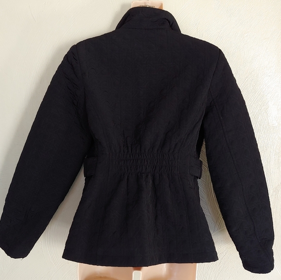 Nordstrom Gallery Black Quilted Zip Up Cinched Back Jacket Size Women Small - Picture 5 of 11